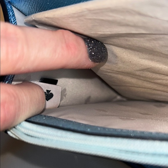 Kate Spade New York Flap Crossbody Glitter Fabric Blue Frost NWT - Picture 9 of 10